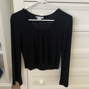 Vintage Black Long Sleeve Top with Lace